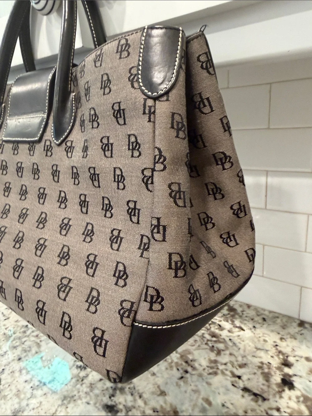 Dooney & Bourke Brown and Black Signature Duffel Bag